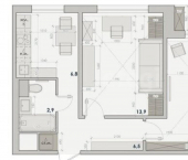 2-комн, 55кв м, этаж 7/9 улица Максима Горького, 51