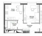 2-комн, 54кв м, этаж 1/3 улица Белкина, 1А