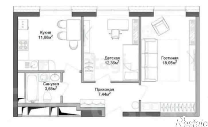 2-комн квартира улица Белкина, 1А,  д. 1А