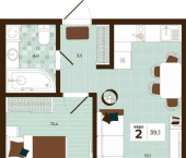 2-комн, 39 кв м, этаж 7/14 ул Академика Насоновой, 3