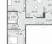 3-комн, 64кв м, этаж 4/5 улица Пузакова, 16