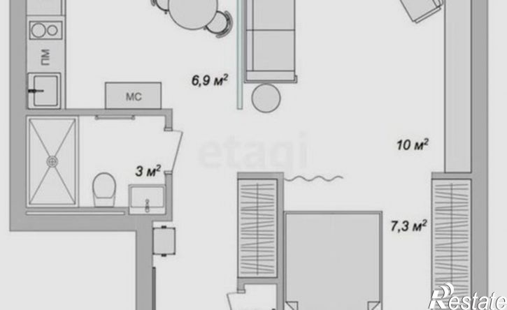 1-комн квартира улица Академика Насоновой, 9Б,  д. 9Б