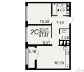 2-комн, 51 кв м, этаж 15/18 Большая улица, 6А/1