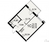 1-комн, 43 кв м, этаж 5/11 Хлебная площадь, 8к3
