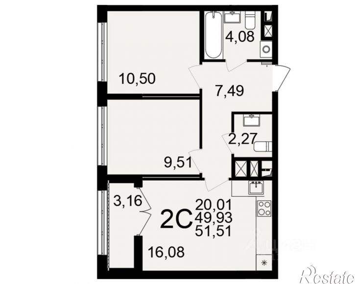 2-комн квартира в новом доме посёлок Горелки, Большая улица