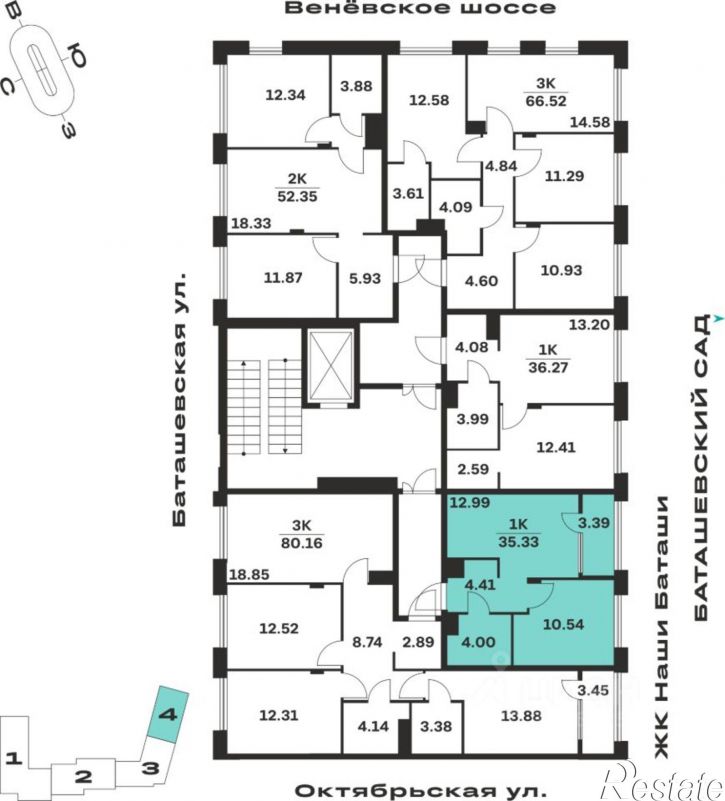 1-комн квартира в новом доме Самоварная улица, 21,  д. 21
