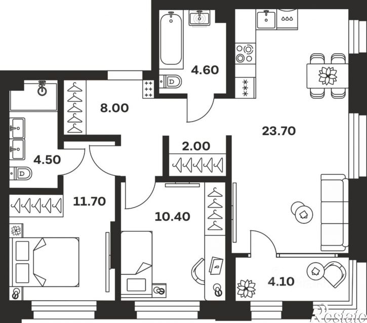 3-комн квартира в новом доме улица Михеева, 11,  д. 11