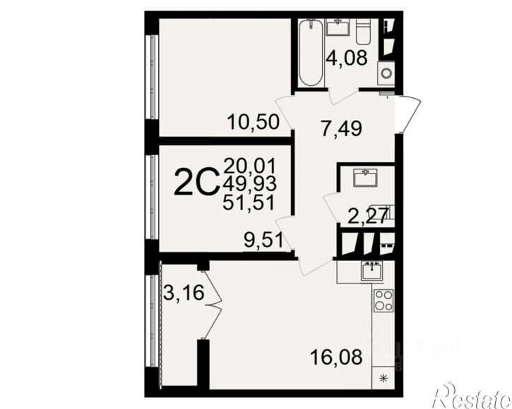 2-комн квартира в новом доме Большая улица, 6А/1,  д. 6А/1