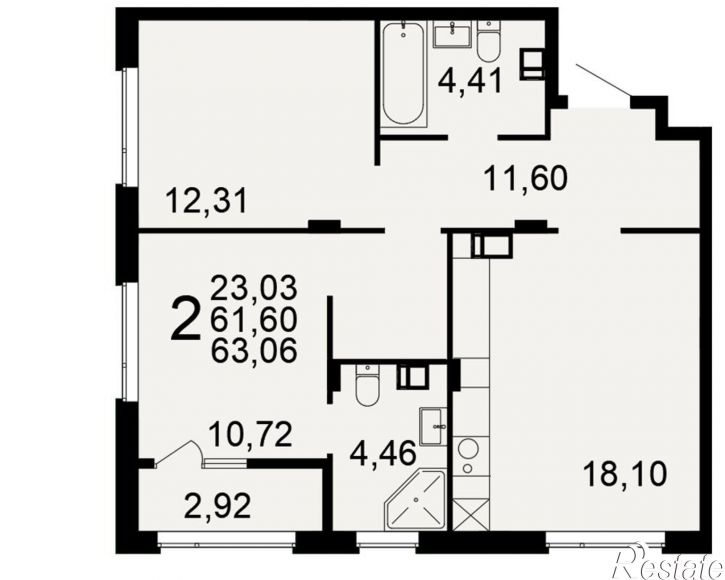 2-комн квартира в новом доме Самоварная улица, 1,  д. 1