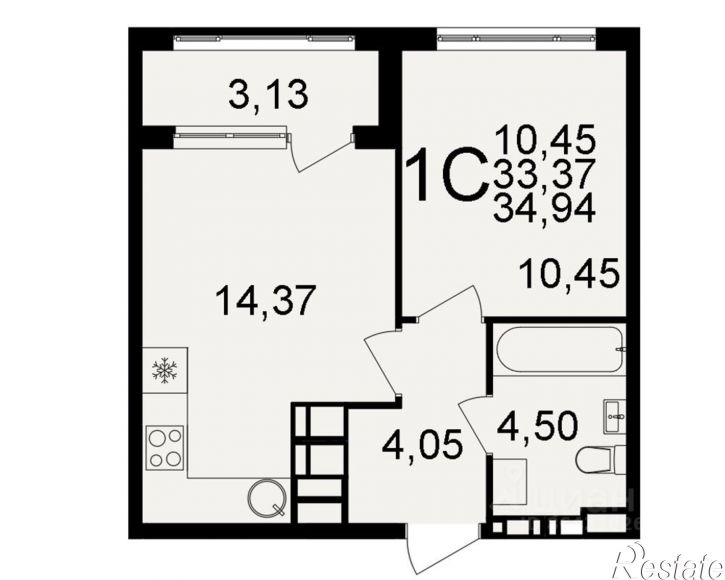 1-комн квартира в новом доме Венёвское шоссе