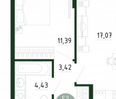 1-комн, 40 кв м, этаж 22/25 улица Генерала Маргелова, 9Б