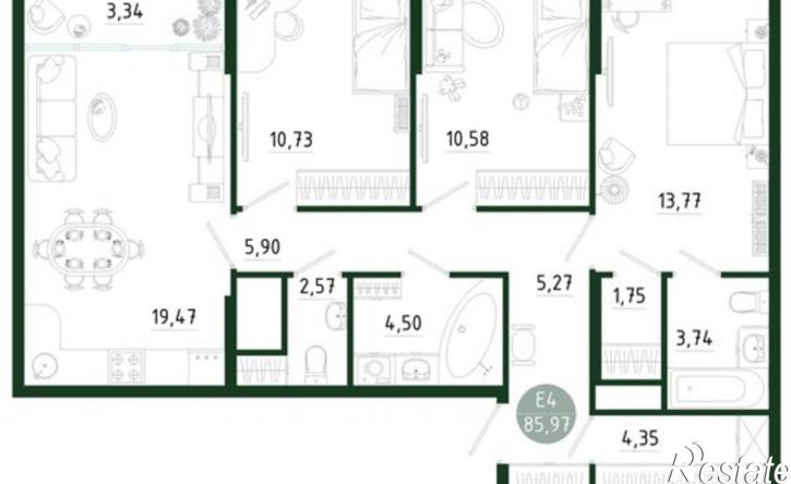 3-комн квартира в новом доме улица Генерала Маргелова, 9Б,  д. 9Б