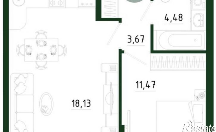 1-комн квартира в новом доме улица Генерала Маргелова, 9Б,  д. 9Б