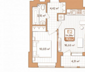 1-комн, 35кв м, этаж 7/8 2-й Клинской проезд, 6