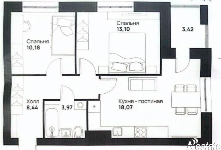 2-комн квартира улица Героев России, 4,  д. 4