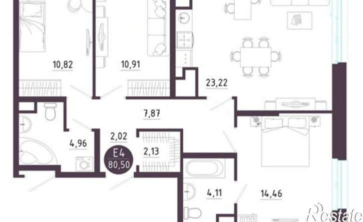 3-комн квартира в новом доме ул Пряничная, 6,  д. 6