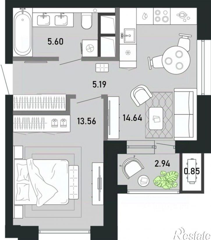 1-комн квартира в новом доме улица Ф.Энгельса, 159/2,  д. 159/2