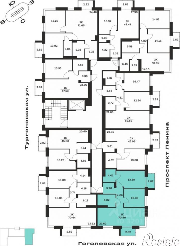 2-комн квартира в новом доме Гоголевская улица, 43,  д. 43
