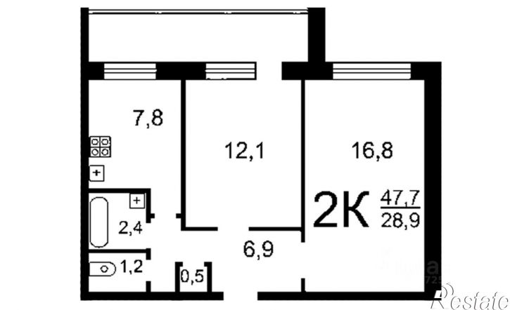 2-комн квартира улица Макаренко, 19 к1,  д. 19 к1