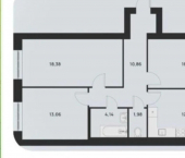 3-комн, 80кв м, этаж 3/5 улица Зелёная, 3