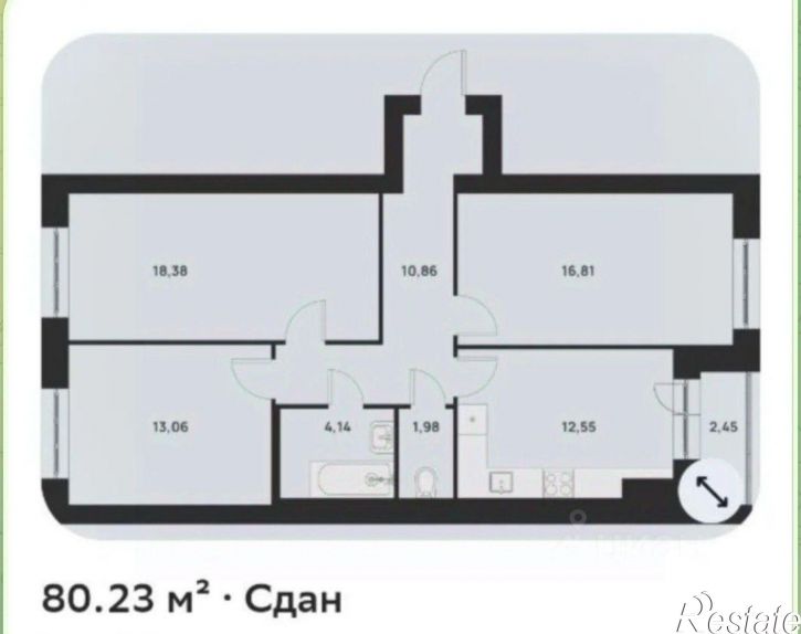 3-комн квартира улица Зелёная, 3,  д. 3