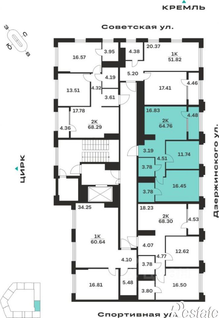 2-комн квартира в новом доме ул Советская, 98А,  д. 98А