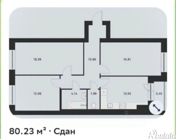 3-комн квартира улица Зелёная, 3,  д. 3