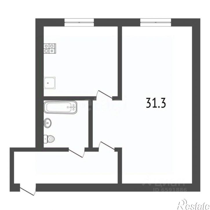 1-комн квартира ул Циолковского, 2А,  д. 2А