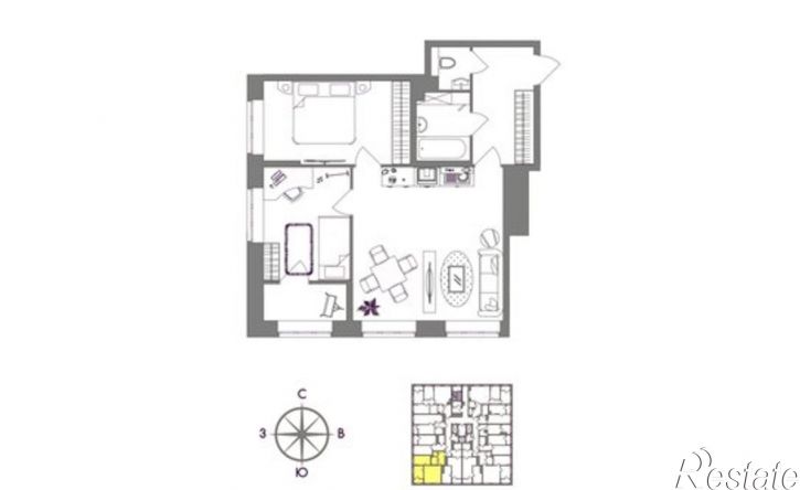2-комн квартира в новом доме Ключевая улица, 10,  д. 10