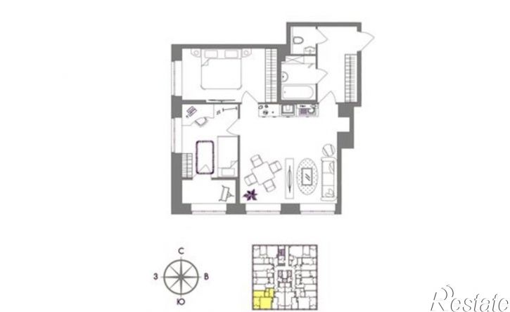 2-комн квартира в новом доме Ключевая улица, 10,  д. 10