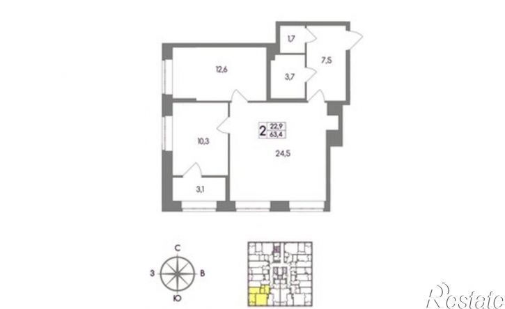 2-комн квартира в новом доме Ключевая улица, 10,  д. 10