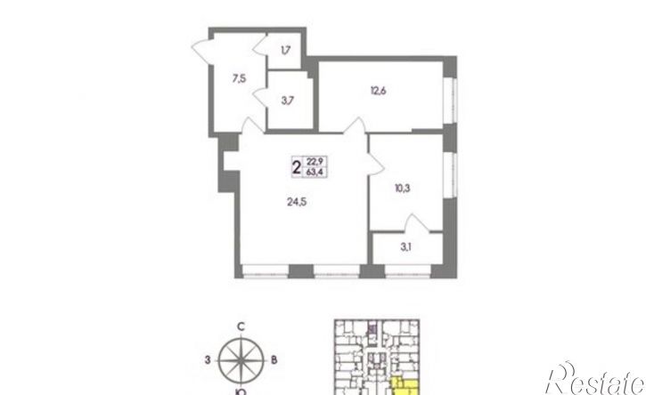 2-комн квартира в новом доме Тула, посёлок Горелки, Ключевая улица, 10