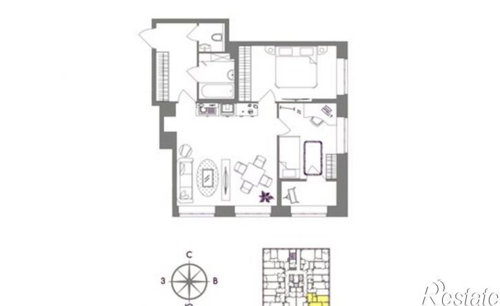 2-комн квартира в новом доме Тула, посёлок Горелки, Ключевая улица, 10