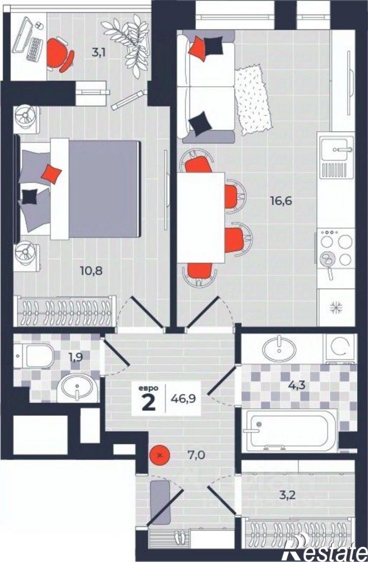 2-комн квартира в новом доме улица Академика Насоновой, 1А,  д. 1А
