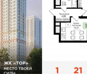 1-комн, 39 кв м, этаж 21/25 Торховский проезд, 6
