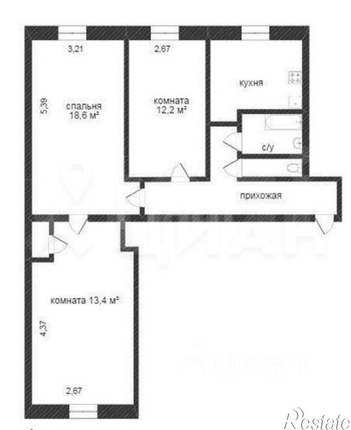 3-комн квартира ул Фрунзе, 5,  д. 5