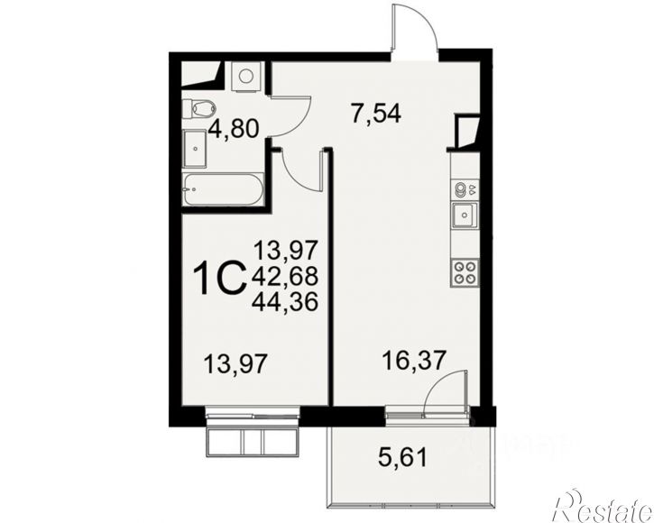 1-комн квартира в новом доме ул Пирогова, 30,  д. 30