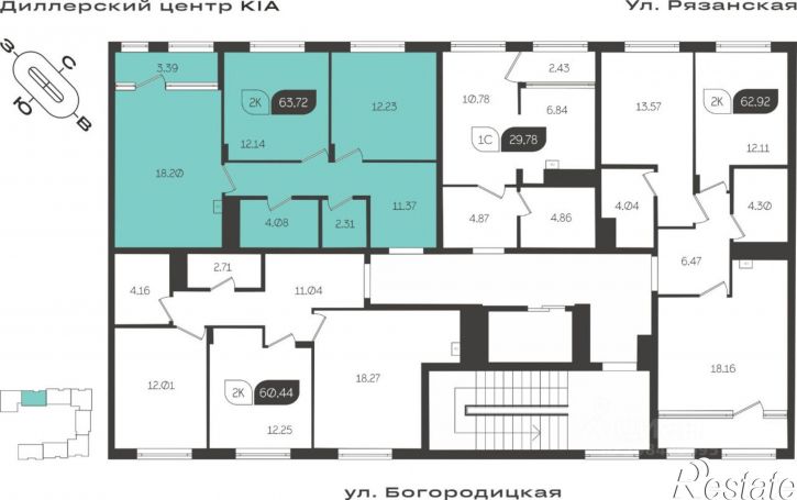 2-комн квартира в новом доме ул Богородицкая, 8В,  д. 8В