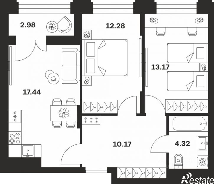 2-комн квартира в новом доме улица Каракозова, 75А,  д. 75А