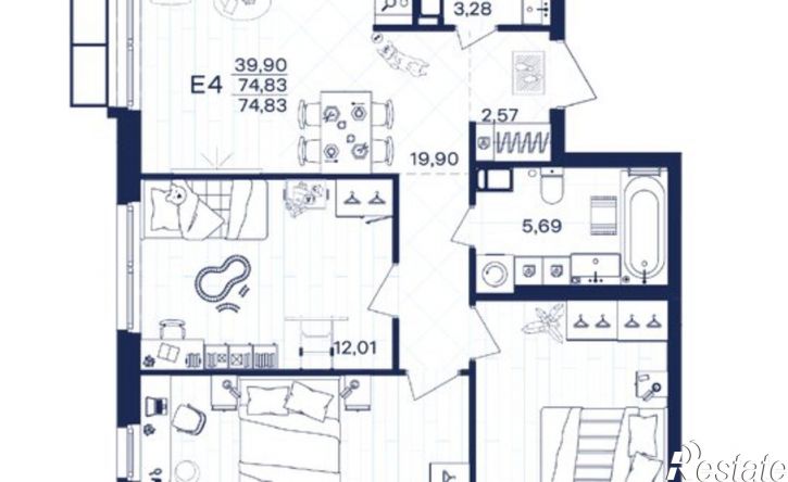3-комн квартира в новом доме Путейская улица, 23,  д. 23