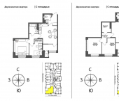 2-комн, 55 кв м, этаж 6/17 Ключевая улица, 10
