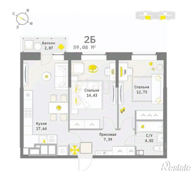 2-комн квартира улица Летчика Пирожкова, 4,  д. 4