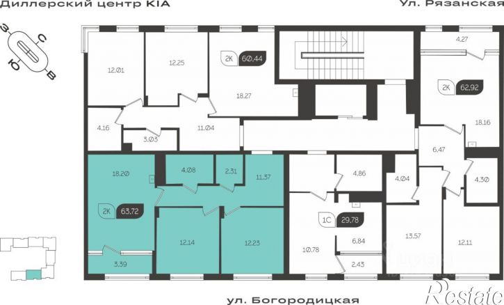 2-комн квартира в новом доме ул Богородицкая, 8В,  д. 8В