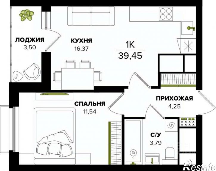 1-комн квартира в новом доме ул Академика Насоновой, 22,  д. 22