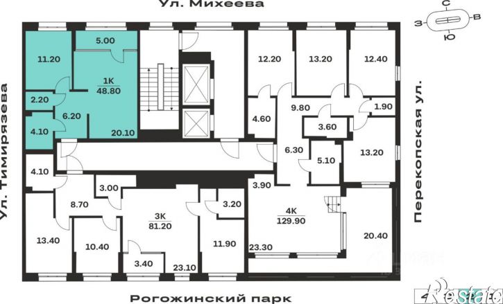 1-комн квартира в новом доме ул Михеева, 7 А,  д. 7 А,  к. А