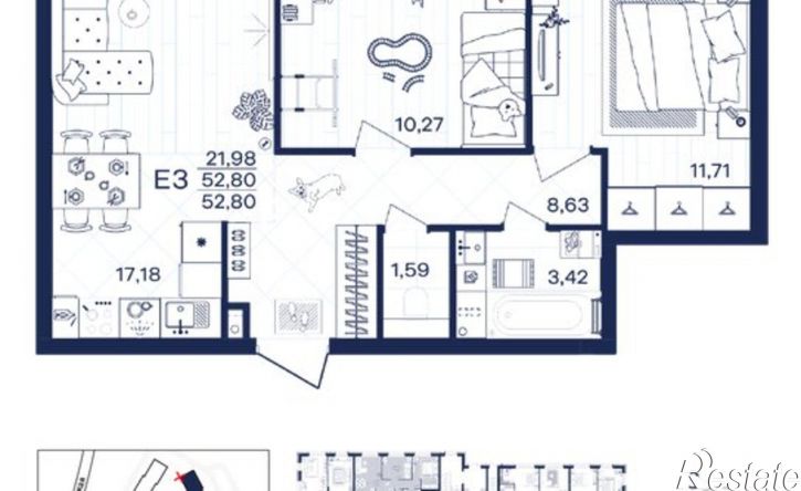 2-комн квартира в новом доме Путейская улица, 23,  д. 23