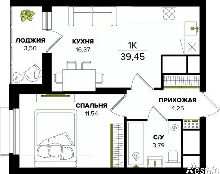 1-комн квартира в новом доме ул Академика Насоновой, 23,  д. 23