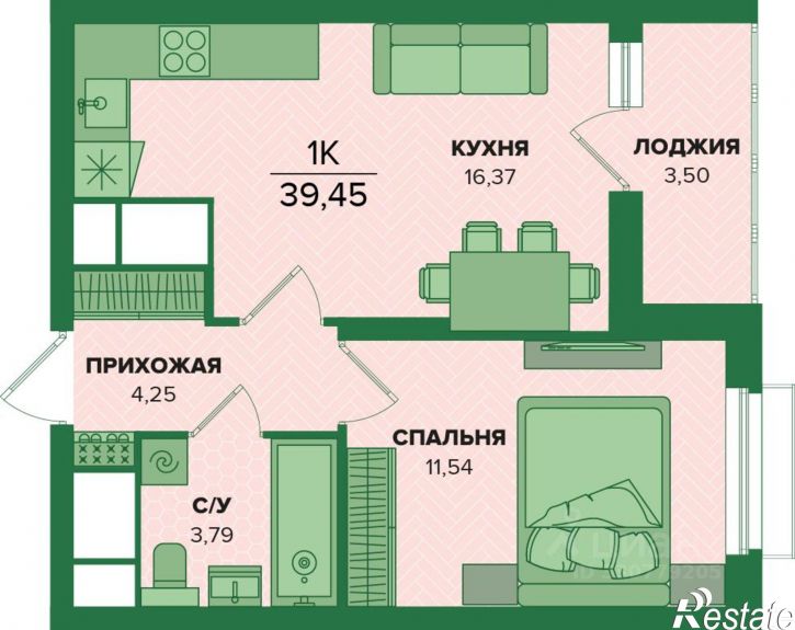 1-комн квартира в новом доме ул Академика Насоновой, 23,  д. 23