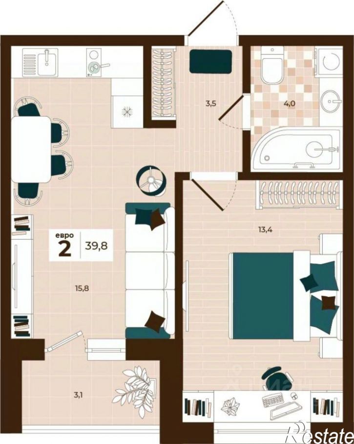 2-комн квартира в новом доме улица Академика Насоновой, 3,  д. 3