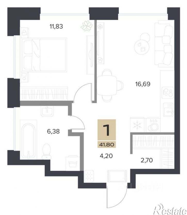 1-комн квартира в новом доме Щёкинское шоссе, 4,  д. 4